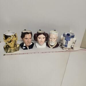 Lot Of 5 Vintage 97 Star Wars Classic Collector Series Figural Mugs c3pO R2D2